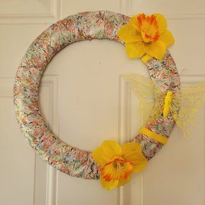 Yellow Butterfly & Buttercups Wildflower Wreath